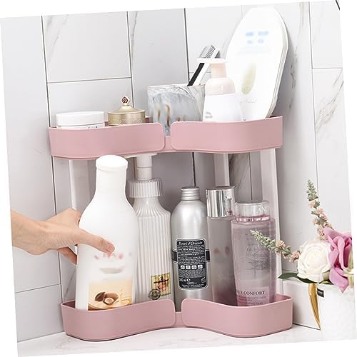 Pink Plastic Bathroom Shelf Organizer with 2 Tiers