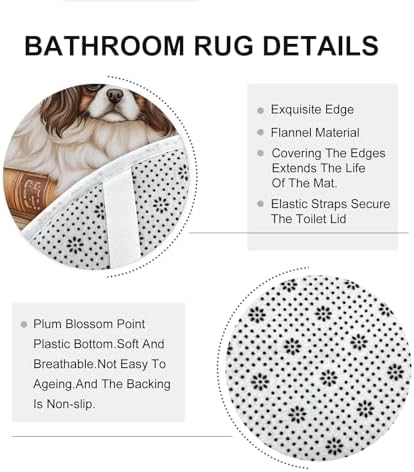 DESIHOM 4PCS Fall Japanese Chin Dog Shower Curtain Set 72x72 with Hooks and Bath Mat