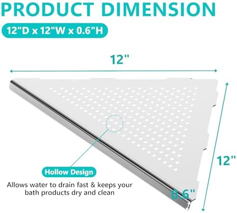 2 Pack Recessed Corner Shower Shelf Brushed Nickel SUS304 Stainless Steel No Drilling