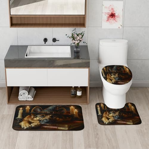 4PCS Halloween Witch German Shepherd Dog Bath Set