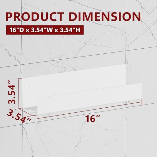 Qeke 16 Inch Shower Caddy with 2 Hooks and Floating Shelf