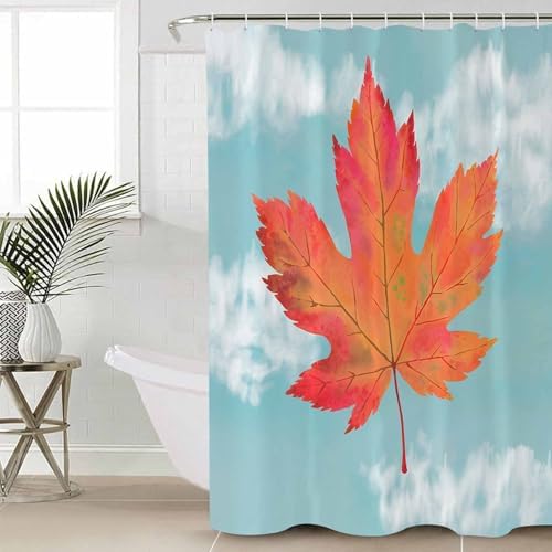 Thanksgiving Sky Fall 4 Pcs Waterproof Shower Curtain Set with Non-Slip Rugs