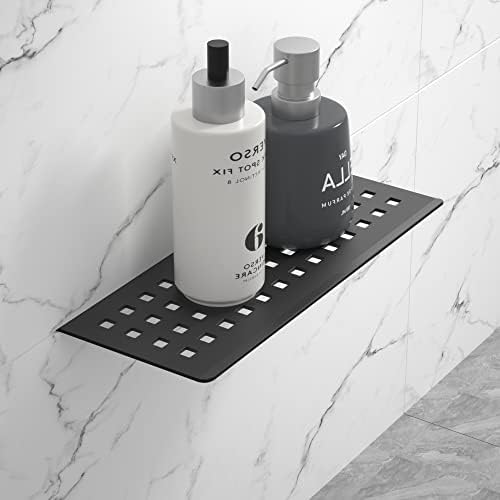 Bernkot Floating Shower Shelf 10 Inch Matte Black 304 Stainless Steel Recessed Wall Shelf for Lavatory Bath Accessories