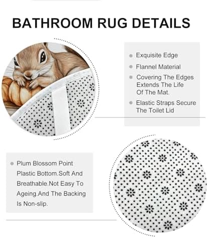 DESIHOM 4PCS Fall Squirrel Shower Curtain Set with Hooks and Bath Mat
