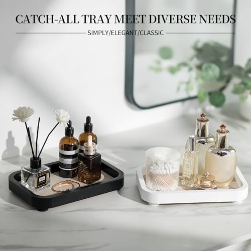 Hanobe Bathroom Vanity Perfume Tray - Black Rectangular Wood Stand Riser for Home Decor