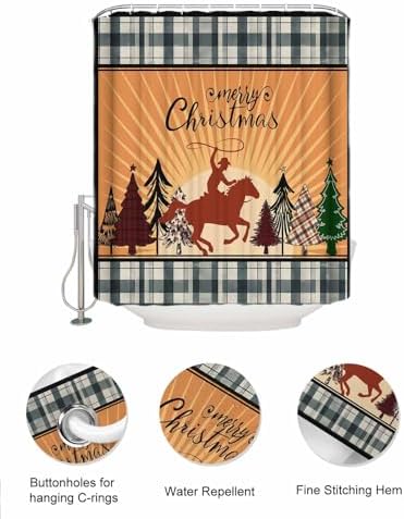 Western Cowboy Horse Shower Curtain with 10 Pockets Organizer Set