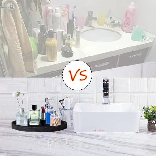 Silicone Bathroom Vanity Tray 7 Inch Marble Black