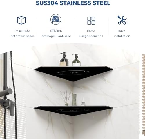 FerdY 2-Pack 10 Inch Matte Black Shower Caddy