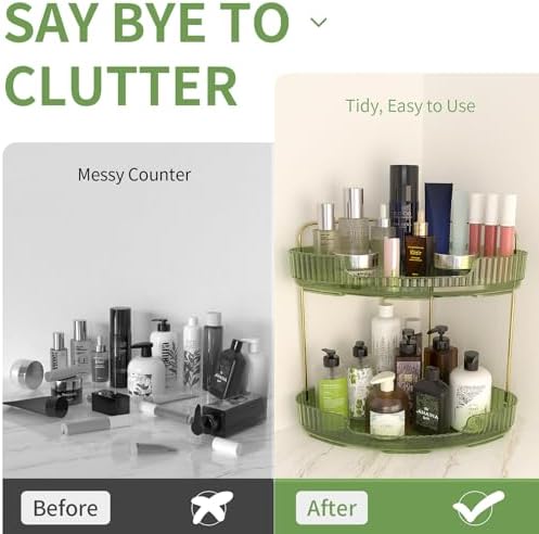 Acrylic Corner Bathroom Tray Organizer Green