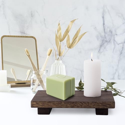 LAweixian Wooden Soap Dish Holder for Vanity 9x6 Inch Riser Stand