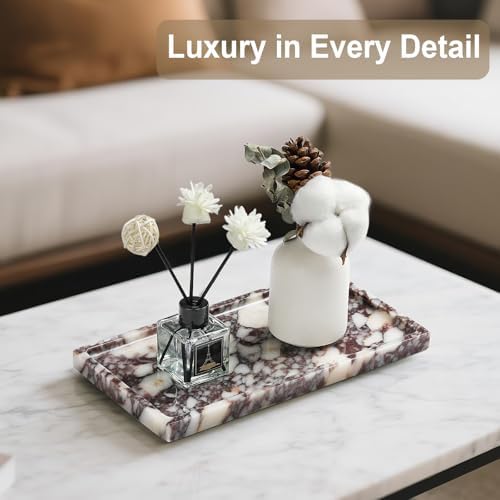 Natural Marble Vanity Tray for Bathroom and Kitchen Decor