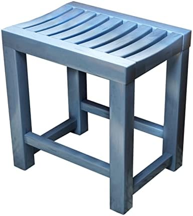 Portable Wooden Shower Bench Seat with Storage Shelf
