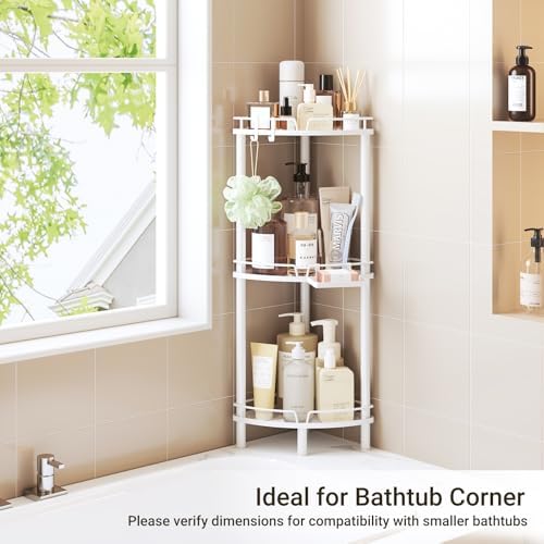 ELYKEN Corner Shower Caddy 3 Tier Rustproof Organizer White