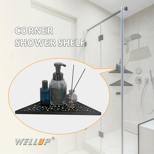 WELLUP Black 10 Inch Corner Shower Shelf 2 Pack