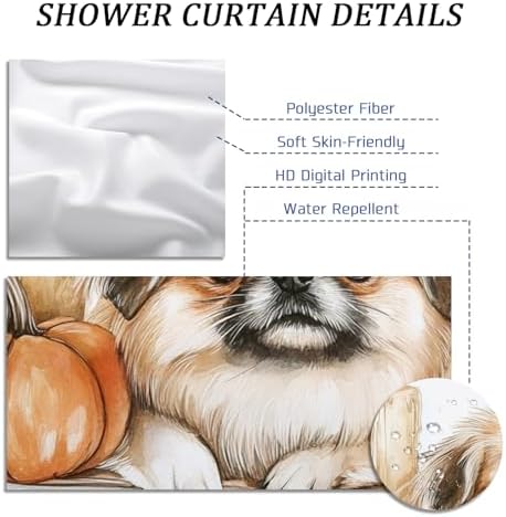 DESIHOM Fall Pekingese Dog Shower Curtain Set 72 Inch