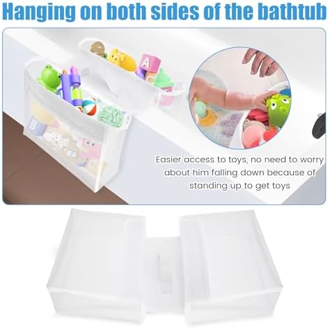 Bath Toy Storage Holder with 2 Pockets and Quick Dry Design