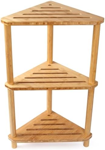 GUGIGIP Bamboo Corner Shower Caddy 3-Tier
