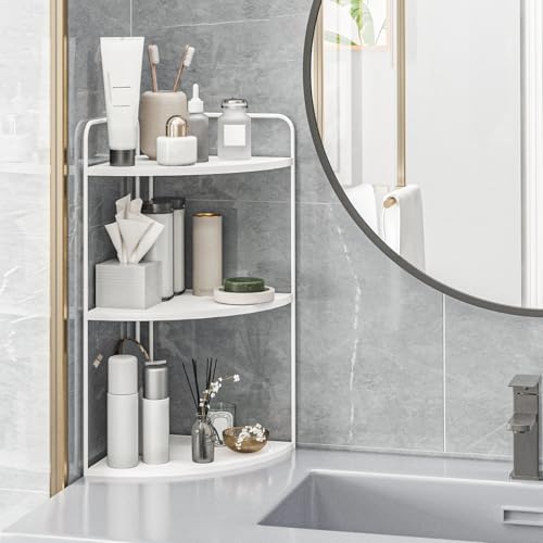 White Corner Counter Organizer for Bathroom