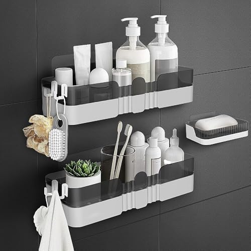 2-Pack Shower Caddy with Soap Dish and Hooks