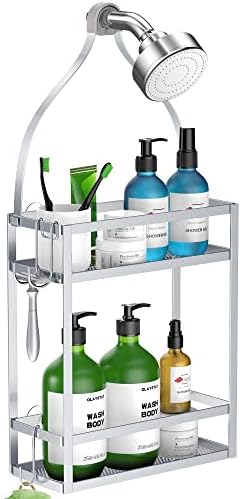 Meangood Silver Shower Caddy Organizer with Hooks