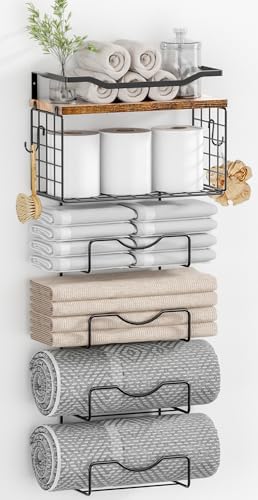LIDTOP 6 Tier Towel Rack with Floating Shelves