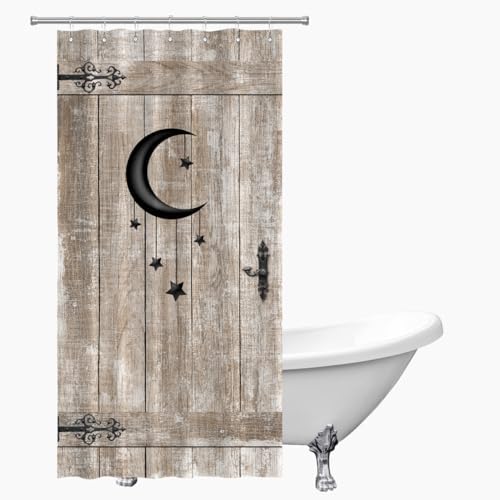 Moon Star Barn Door Shower Curtain Set