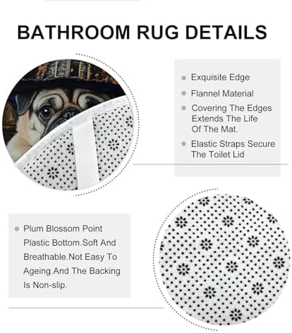 4PCS Halloween Witch Pug Dog Bathroom Set