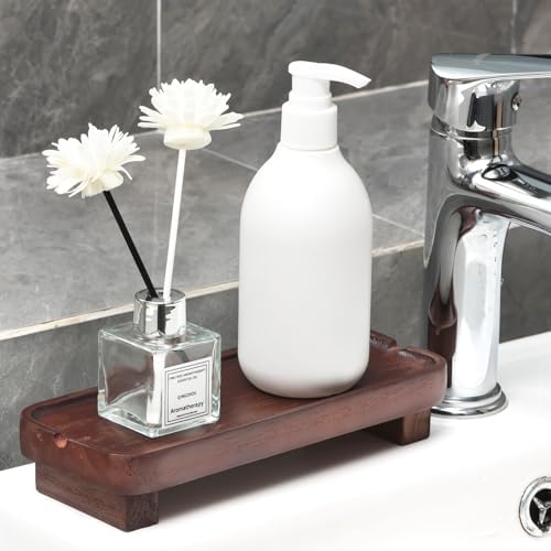 Wood Riser Soap Dish Decorative Tray 87 x 36 Inches Dark Brown