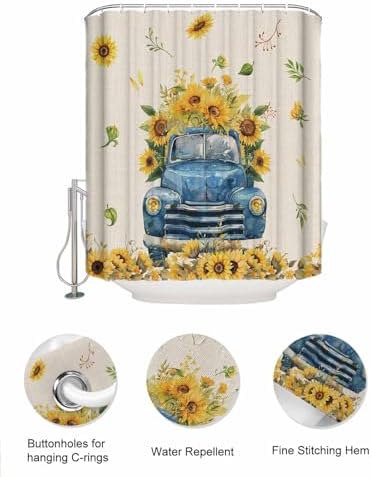 ZFUNCING Shower Curtain Set with Mesh Organizer and 10 Pockets