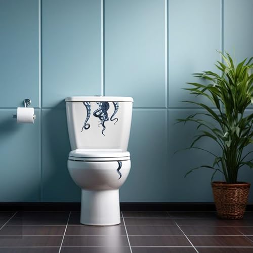 Octopus Kraken Tentacle Toilet Lid Decals Navy Blue Design