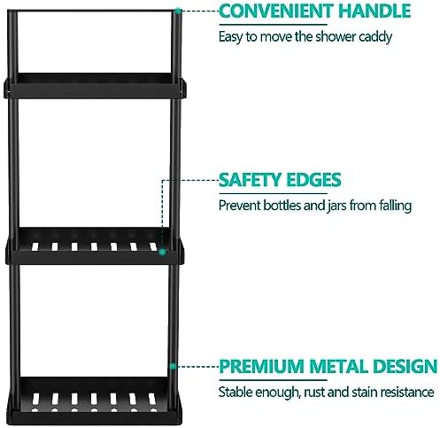 3 Tier Standing Shower Caddy Organizer Corner Black