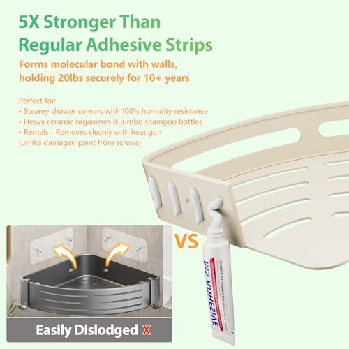 Geobella Adhesive Shower Corner Caddy 2-Pack Cream