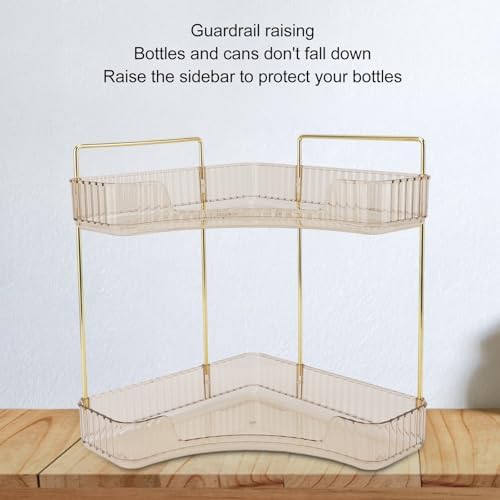 2 Tier Corner Bathroom Organizer with Double Layer Metal Shelf