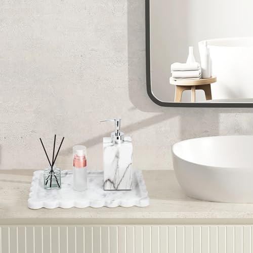 Real Natural Marble Tray 12x8 Inch for Bathroom and Kitchen