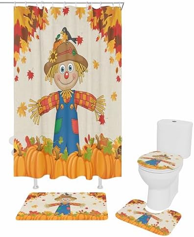 Thanksgiving Scarecrow 4-Piece Shower Curtain Set