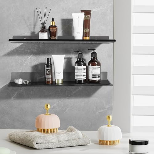 2 Pack Wall-Mounted Aluminum Alloy Shower Caddy with Self-Adhesive