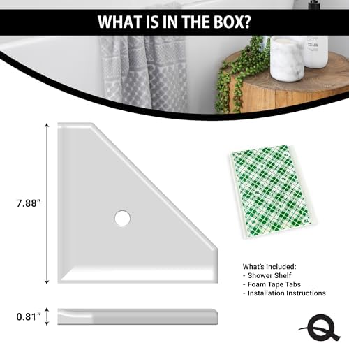 Questech 8 Inch Corner Shower Shelf with Q-Seal