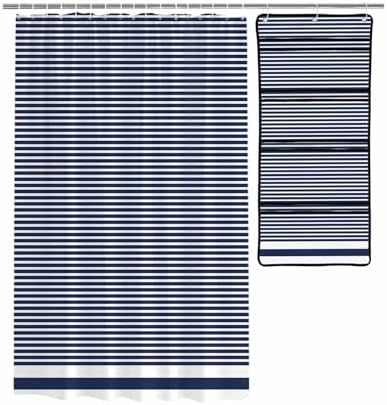 Shower Curtain Organizer Set with 10 Pockets and Waterproof Design