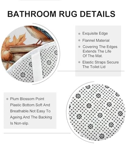 DESIHOM 4PCS Fall Kingfishers Bird Shower Curtain Set with Non-Slip Rug and 12 Hooks