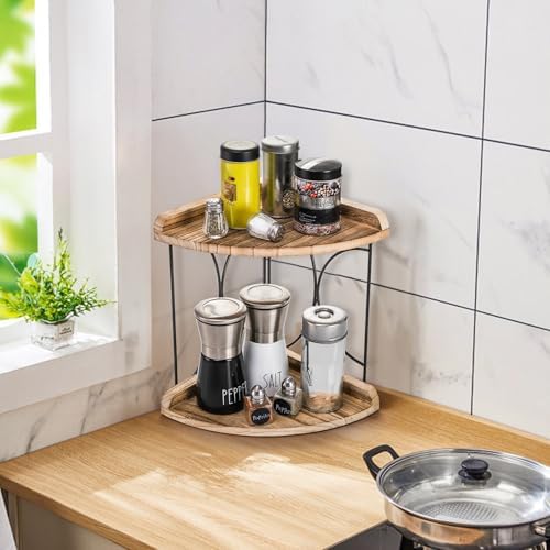 Goaste 2-Tier Bathroom Counter Organizer Wood Shelf