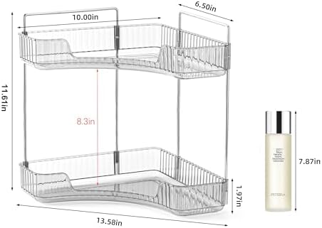 Corner Bathroom Countertop Organizer 2 Tiers Smoky Gray