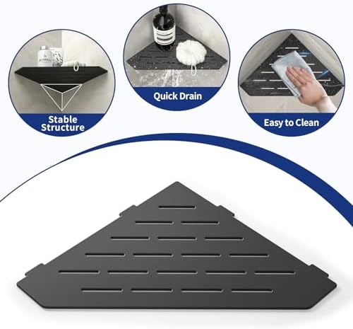 Bernkot Corner Shower Shelf 2 Pack Matte Black 304 Stainless Steel