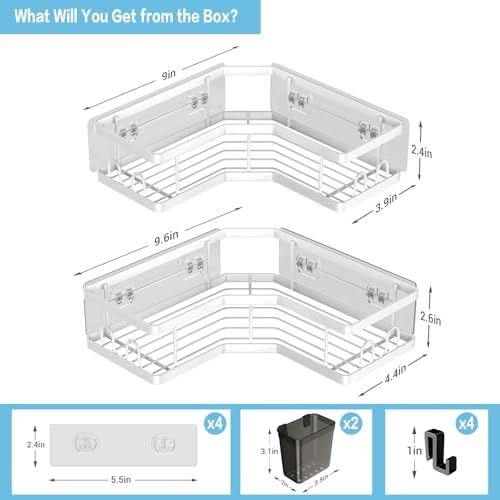 Shower Caddy 2Pack Adhesive Corner Organizer