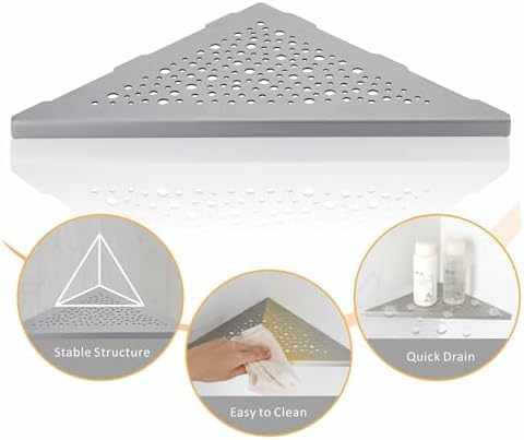 WELLUP Brushed Nickel 10 Inch Corner Shower Shelf 2 Pack No Drilling