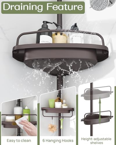 ALLZONE Rustproof Shower Caddy Corner with 4 Adjustable Shelves