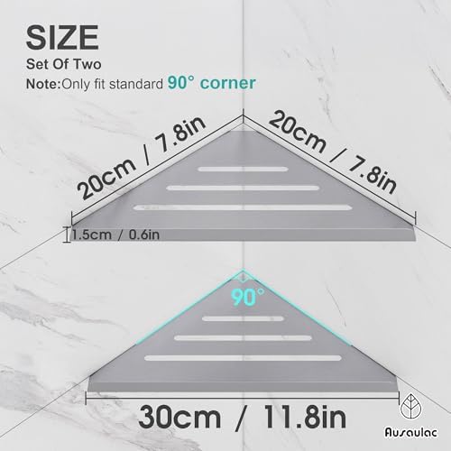 AUSAULAC 2-Pack Silver Shower Corner Shelf