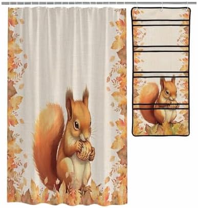 Shower Curtain with 10 Pockets and 3 Hooks