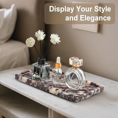 Natural Marble Vanity Tray for Bathroom and Kitchen Decor