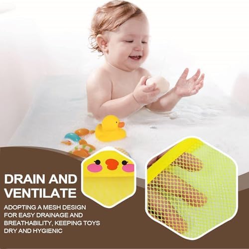 Bath Toy Organizer with Large Capacity and Sticky Hooks