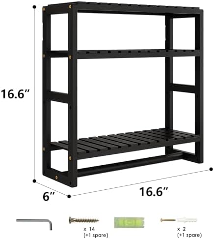 3 Tier Adjustable Bamboo Bathroom Shelf with Towel Racks